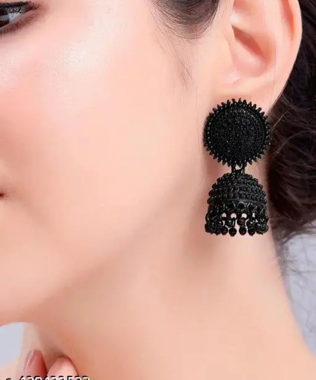 Black Traditional Oxidised Jhumka