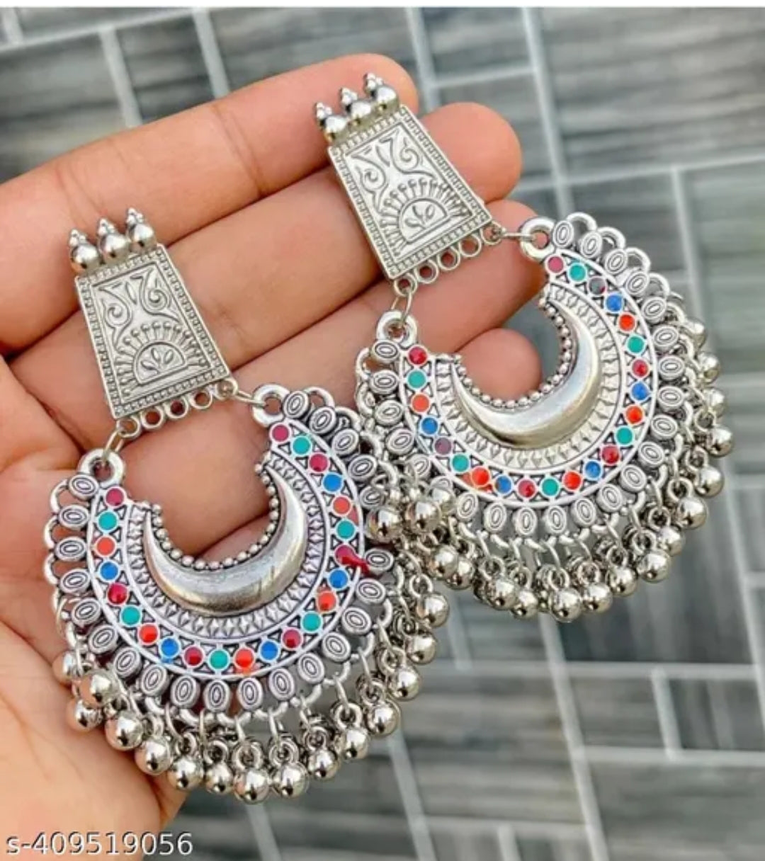 Exquisite 4-Pair Combo of Multicolor Oxidized Silver Earrings
