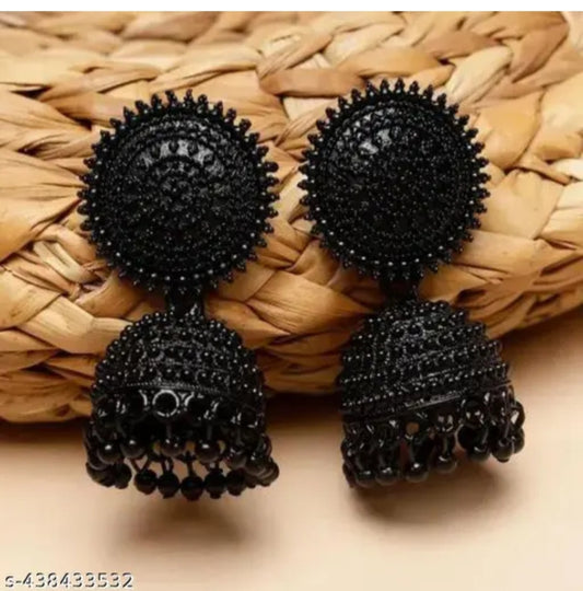 Black Traditional Oxidised Jhumka
